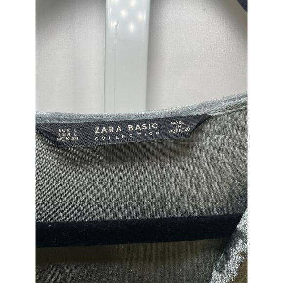 Zara Crush Velvet 70s Style Retro Holiday Party Dress  - Women Size L - Silver - Picture 4 of 5